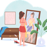illustration for woman choosing clothes