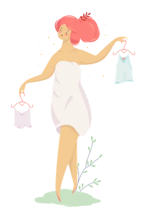 Woman choosing clothes Illustration