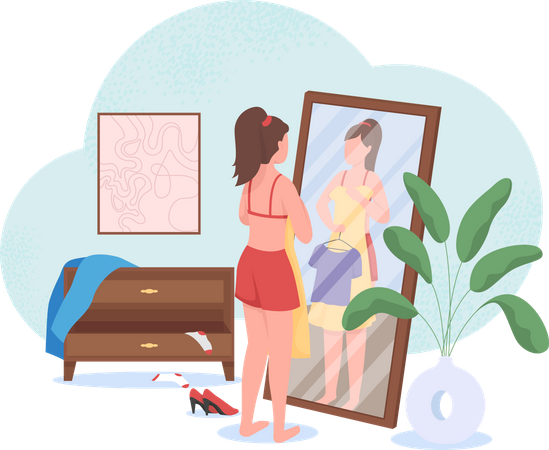 Woman choosing clothes  Illustration