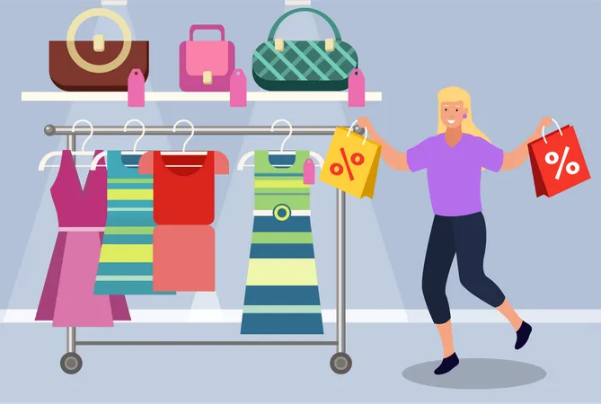 Woman choosing clothes  Illustration