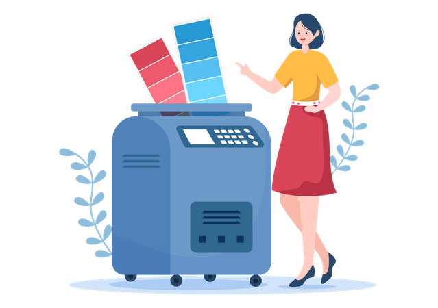 Woman choosing color for print  Illustration