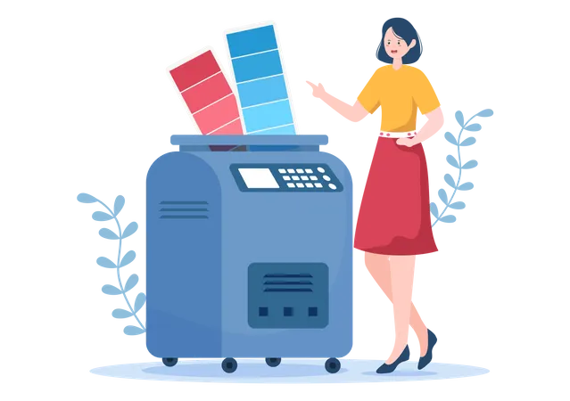 Woman choosing color for print  Illustration