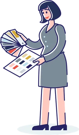 Woman choosing color from color palette Illustration