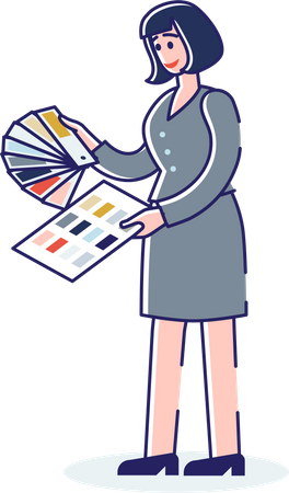 Woman choosing color from color palette  Illustration