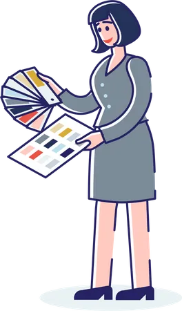 Woman choosing color from color palette  Illustration