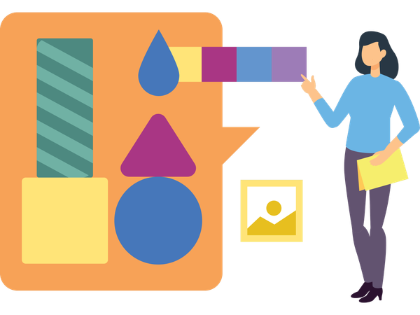 Woman choosing colour combination  Illustration
