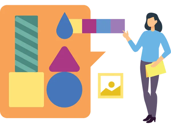 Woman choosing colour combination  Illustration