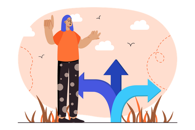 Woman choosing direction  Illustration