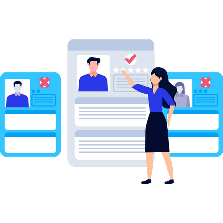 Woman choosing employee  Illustration