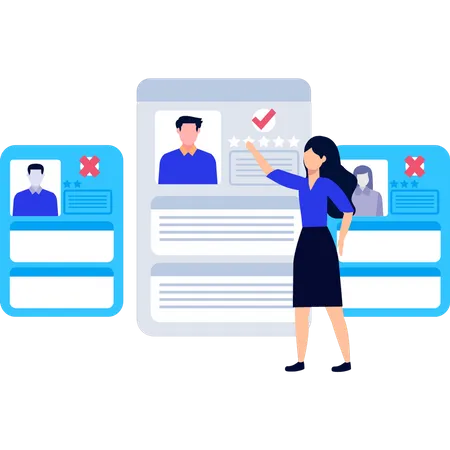 Woman choosing employee  Illustration