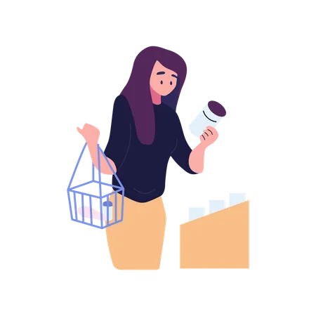 Woman Choosing Goods In Retail Stores  Illustration