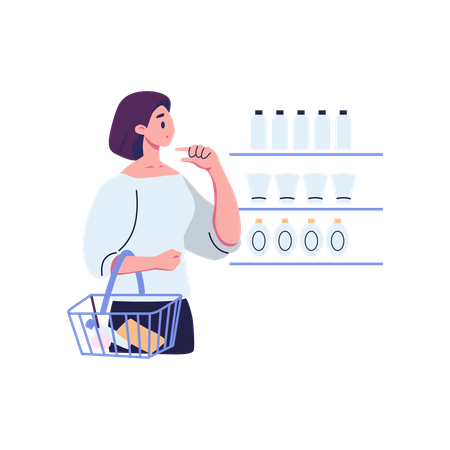 Woman Choosing Goods In Retail Stores  Illustration