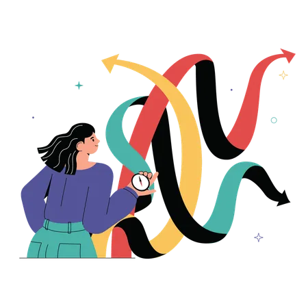 Woman choosing her future path  Illustration