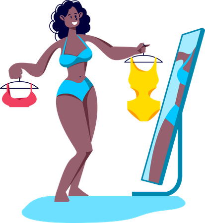 Woman choosing swimwear for summer vacation Illustration