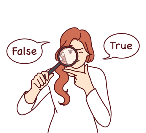 Woman choosing true or false  Illustration