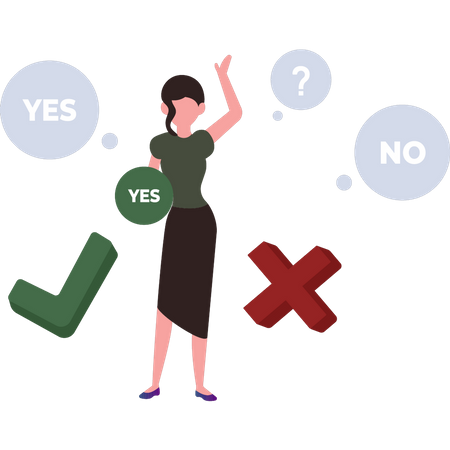 Woman choosing yes  Illustration