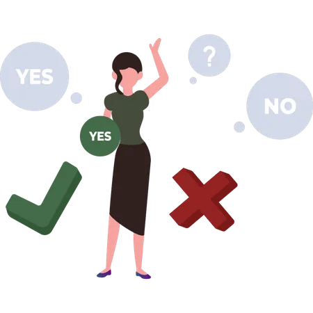 Woman choosing yes  Illustration