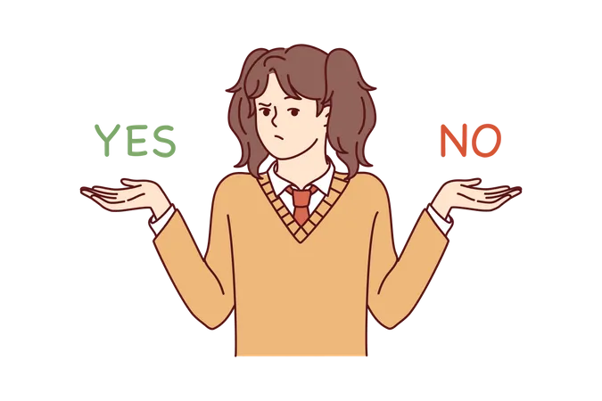 Woman choosing yes or no  Illustration