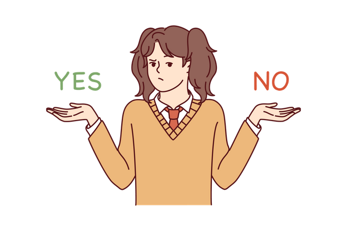 Woman choosing yes or no  Illustration