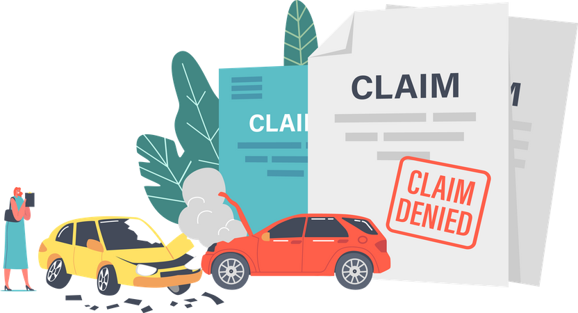 Woman Claim Insurance for Car Accident  Illustration