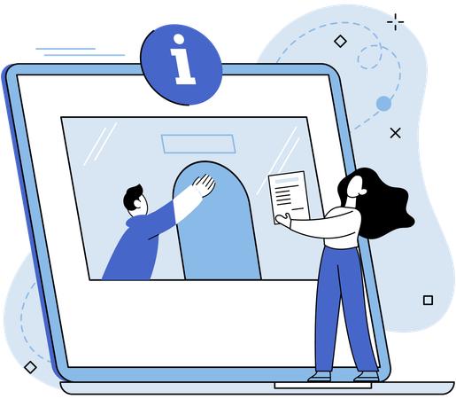 Woman claiming documents at call center  Illustration