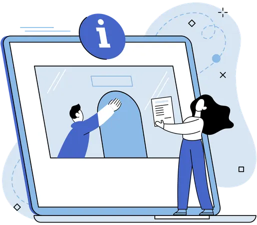 Woman claiming documents at call center  Illustration