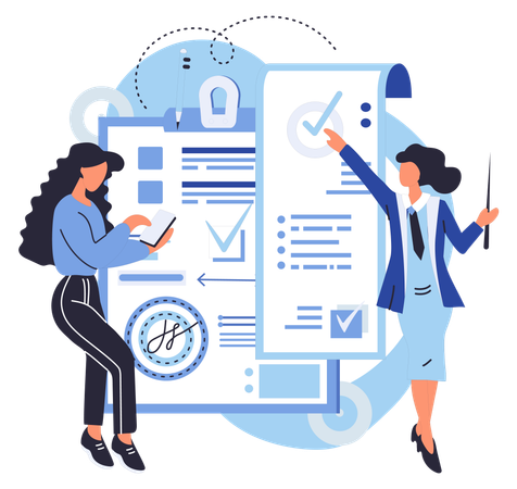 Woman claiming online registration form  Illustration