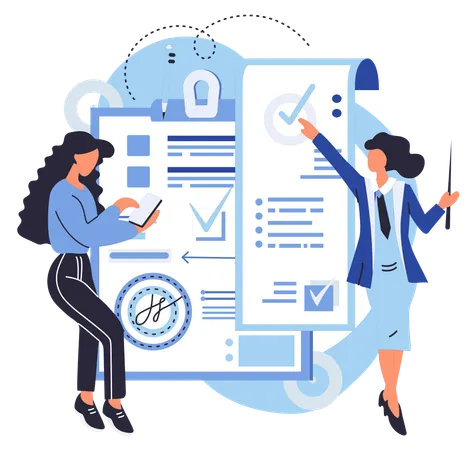 Woman claiming online registration form  Illustration