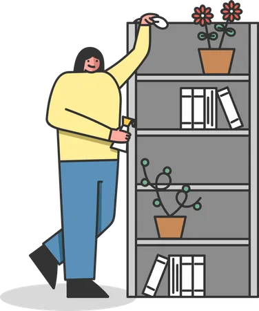 Woman cleaning cabinet  Illustration