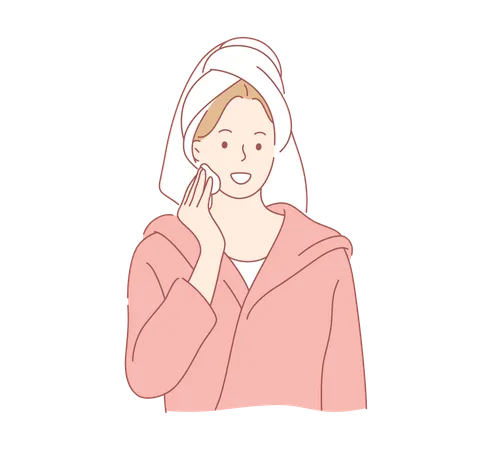 Woman cleaning face  Illustration