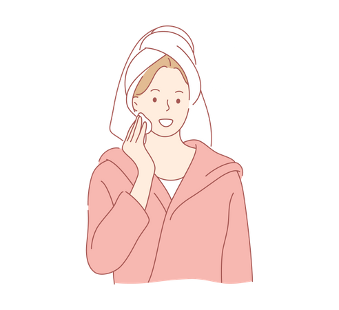 Woman cleaning face  Illustration