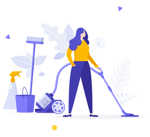 Woman Cleaning Floor Illustration