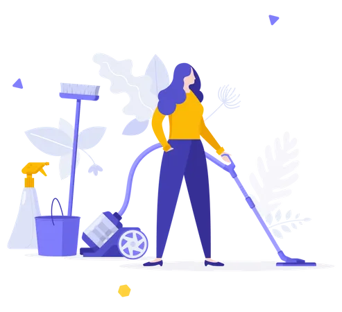 Woman Cleaning Floor  Illustration