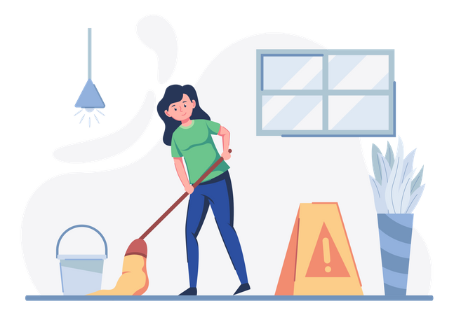 Woman cleaning floor  Illustration