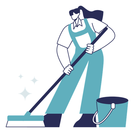 Woman cleaning floor  Illustration