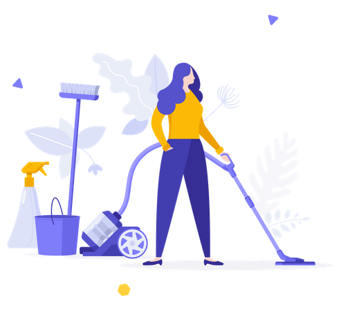 Woman Cleaning Floor  Illustration