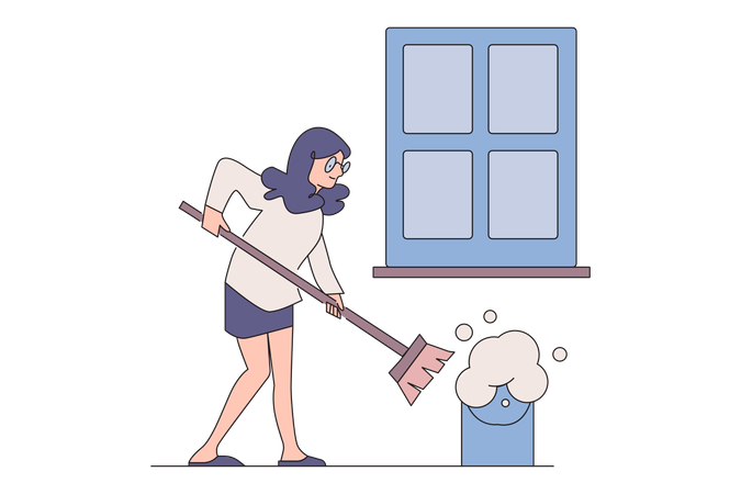 Woman Cleaning house Illustration