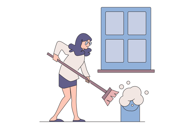 Woman Cleaning house  Illustration