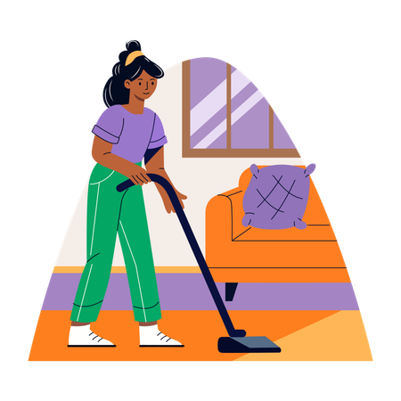 Woman Cleaning house  Illustration