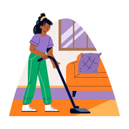 Woman Cleaning house  Illustration