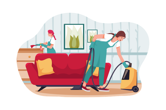 Woman cleaning house  Illustration