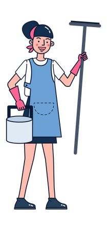Woman cleaning mirror Illustration