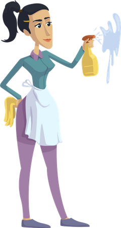 Woman cleaning, perfectionist housewife Illustration