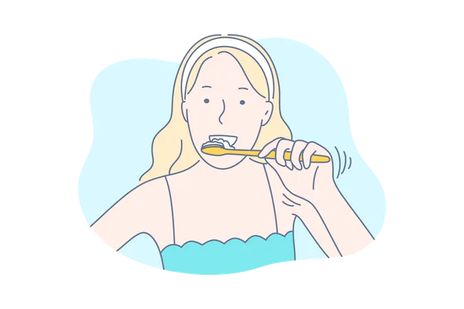 Woman cleaning teeth  Illustration