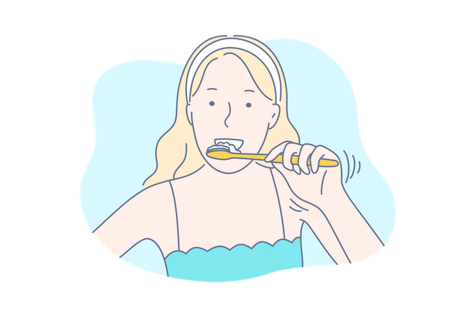 Woman cleaning teeth  Illustration