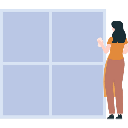 Woman cleaning window  Illustration