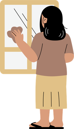 Woman cleaning window  Illustration