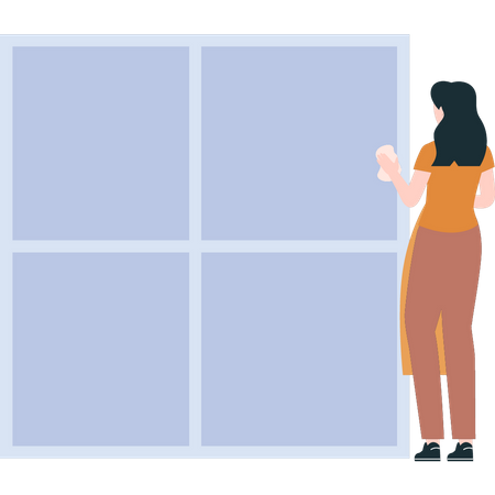 Woman cleaning window  Illustration