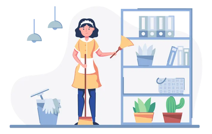 Woman cleaning worker Illustration