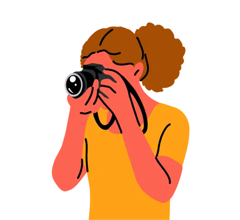 Woman clicking photograph using camera  Illustration